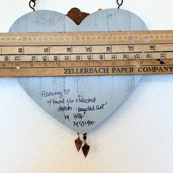 Red Flaming Heart LARGE - recycled art - assemblage art - Signed by artist - Picture 7 of 8